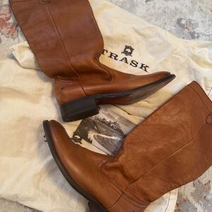 Trask Cognac Leather Knee-High Riding Boots
